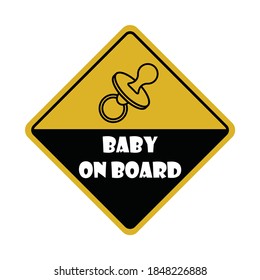 Baby on board sticker notice on yellow background vector illustration