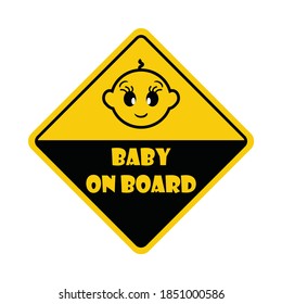 Baby on board sticker notice on yellow square background vector illustration