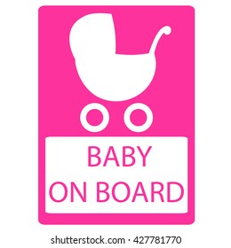 Baby on board vector sign, Baby Carriage Sign