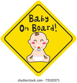 Baby on board yellow diamond warning sign for vehicle safety