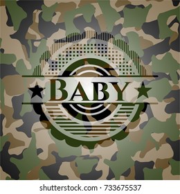 Baby on camouflage pattern