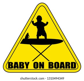 A baby on an ironing board sign silhouette isolated on a white background 