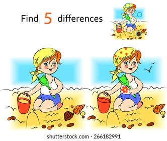 Baby on the sand find differences