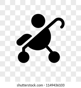 Baby on stroller side view vector icon on transparent background, Baby on stroller side view icon