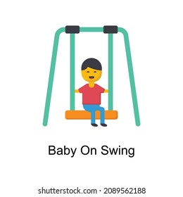 Baby on Swing Vector illustration in flat style. Pediatrics symbol in EPS file.