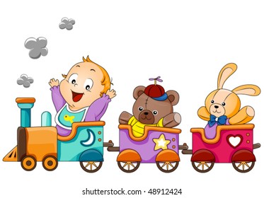 Baby on Train - Vector