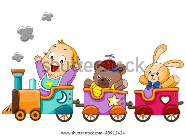 Baby On Train Vector Stock Vector (Royalty Free) 48912424