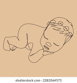  Baby one line drawing Baby symbol and simple  Vector illustration  one line art 