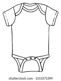 Baby One Piece Bodysuit Line Drawing - Vector Illustration