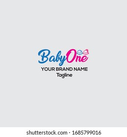 Baby One vector logo design, Baby One shop creative logo design