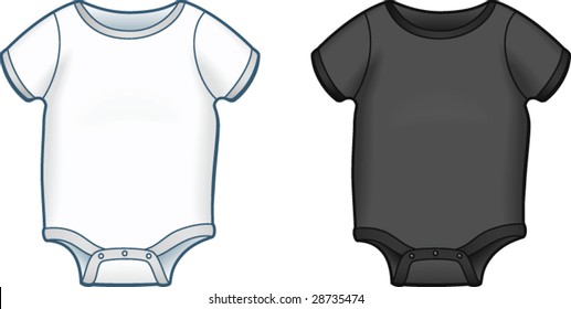 Baby Onesie In Black And White - Vector Illustrations