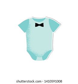 Baby onesie for boy vector isolated. Cartoon style icon of wear for the happy child. Simple object for baby shower card. A simple accessory for kid comfort. 