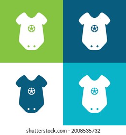 Baby Onesie Clothing With Star Design Flat four color minimal icon set