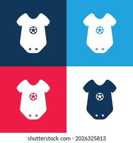 Baby Onesie Clothing With Star Design blue and red four color minimal icon set