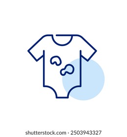 Baby onesie with dirty stains. Stain-removing detergent suitable for infants. Pixel perfect, editable stroke icon