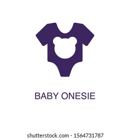 Baby onesie element in flat simple style on white background. Baby onesie icon, with text name concept template