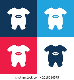 Baby Onesie With Football Design blue and red four color minimal icon set