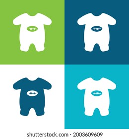 Baby Onesie With Football Design Flat four color minimal icon set