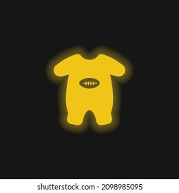 Baby Onesie With Football Design yellow glowing neon icon