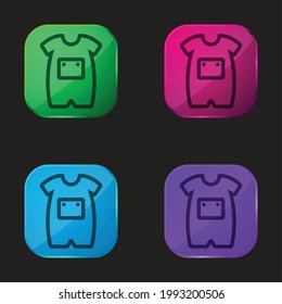 Baby Onesie With Front Pocket Outline four color glass button icon