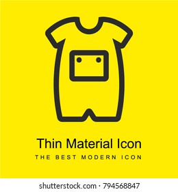 Baby onesie with front pocket outline bright yellow material minimal icon or logo design