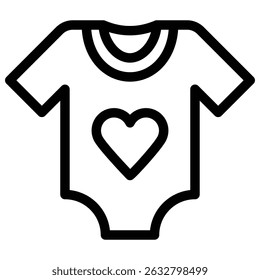 Baby onesie icon Black and white outline vector