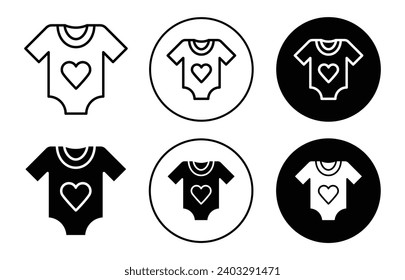 Baby onesie icon. newborn infant child diaper shirt creeper to cover body but not leg sign. baby kid onesie sleepwear t shirt cloth symbol. short infant onesie vector