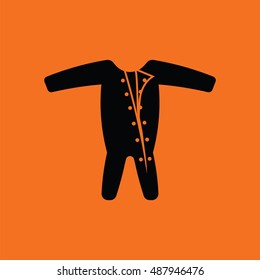 Baby Onesie Icon. Orange Background With Black. Vector Illustration.