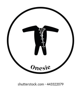 Baby onesie icon. Thin circle design. Vector illustration.