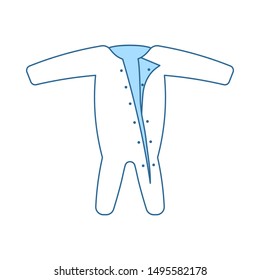 Baby Onesie Icon. Thin Line With Blue Fill Design. Vector Illustration.