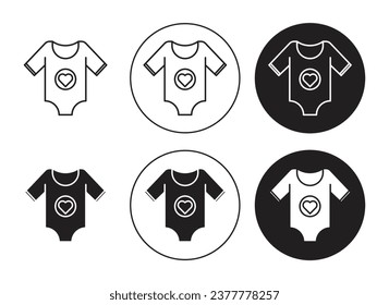 Baby onesie line icon set. Baby bodysuit icon in black color for ui designs.