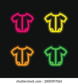 Baby Onesie Outline four color glowing neon vector icon