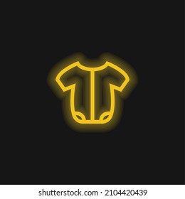 Baby Onesie Outline yellow glowing neon icon