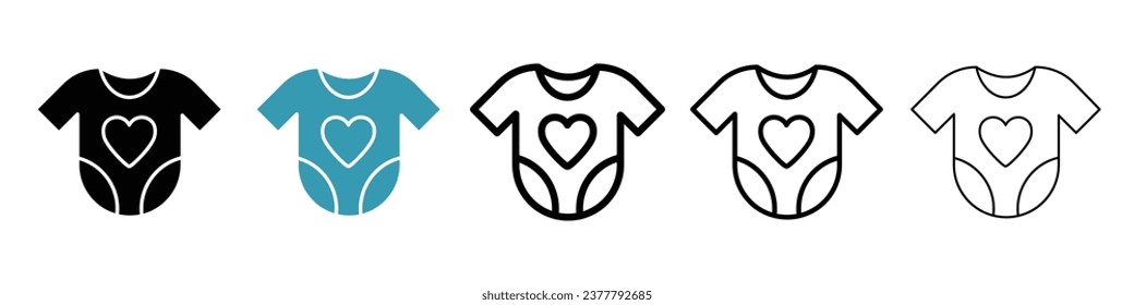 Baby onesie sign icon set. Baby bodysuit vector icon for ui designs.