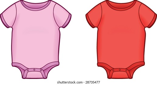 Baby Onesies, pink and red versions - vector illustrations