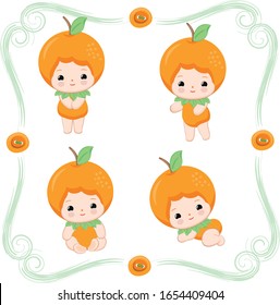 Baby Orange fruit vector illustration