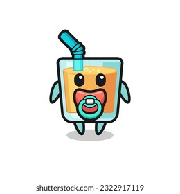 baby orange juice cartoon character with pacifier , cute style design for t shirt, sticker, logo element