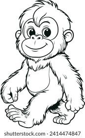 baby orangutan walking. drawing book