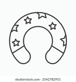 Baby orthopedic pillow icon in black and white outlined stroke