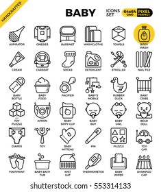 Baby outline icons concept in modern style for web or print illustration