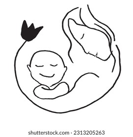 Baby outline illustration image. 
Hand drawn image artwork of a baby. 
Simple cute original logo.
Hand drawn vector illustration for posters, cards, t-shirts.