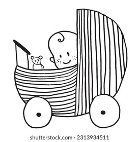 Baby outline illustration image. 
Hand drawn image artwork of a baby. 
Simple cute original logo.
Hand drawn vector illustration for posters, cards, t-shirts.