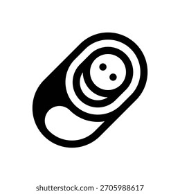 Bebé. Icono de Vector de trazo delineado con detalles rellenos de negro.