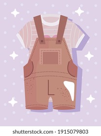 baby overalls and dress clothes wear icon vector illustration design