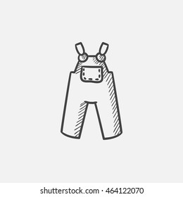 Baby overalls sketch icon for web, mobile and infographics. Hand drawn vector isolated icon.