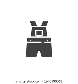 Baby overalls vector icon. filled flat sign for mobile concept and web design. Kids clothes, overall glyph icon. Symbol, logo illustration. Vector graphics