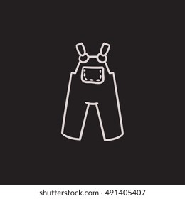 Baby overalls vector sketch icon isolated on background. Hand drawn Baby overalls icon. Baby overalls sketch icon for infographic, website or app.