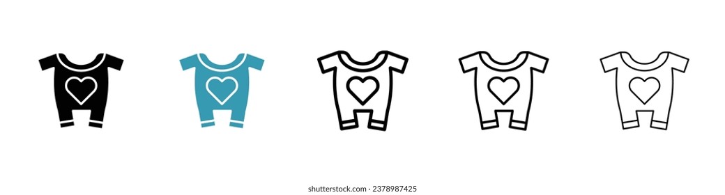 Baby overalls vector thin line icon set. baby outfit with suspenders vector symbol for web ui designs