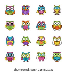 
Baby Owl Flat Icons
