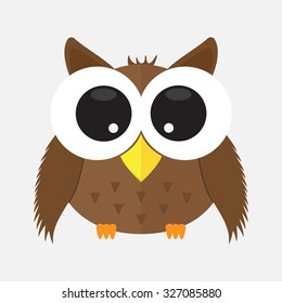 baby owl with glass cartoon character icon isolated background . animal cute logo element